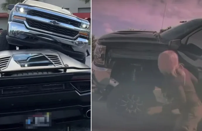 Florida’da Pikap, Lüks Lamborghini’nin Üzerinden Geçti