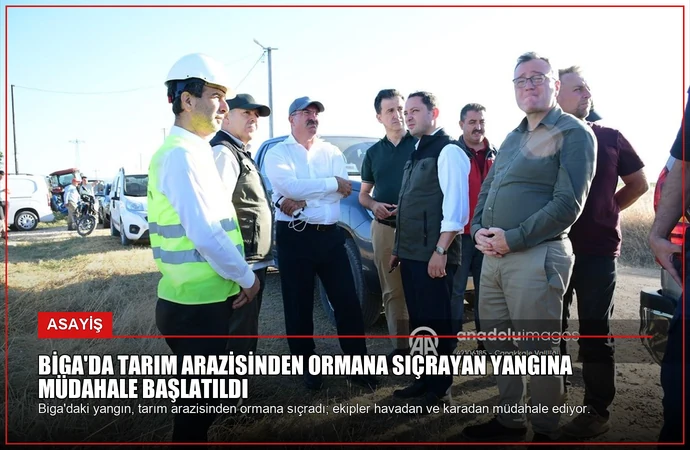 Biga’da Tarım Arazisinden Ormana Sıçrayan Yangına Müdahale Başlatıldı