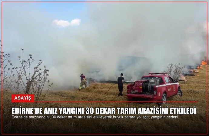 Edirne’de Anız Yangını 30 Dekar Tarım Arazisini Etkiledi