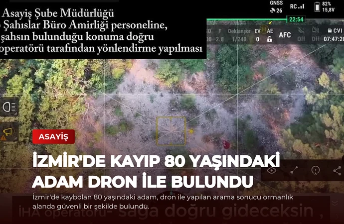 İzmir’de Kayıp 80 Yaşındaki Adam Dron ile Bulundu