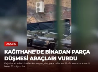 Kağıthane’de Binadan Parça Düşmesi Araçları Vurdu