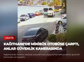 Kağıthane’de minibüs otobüse çarptı, anlar güvenlik kamerasında